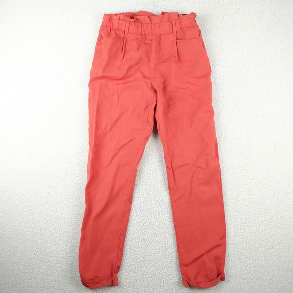 Dex Pants Womens Small Red Cuffed Elastic Waist Flowy Tencel Pockets Boho - Picture 1 of 10